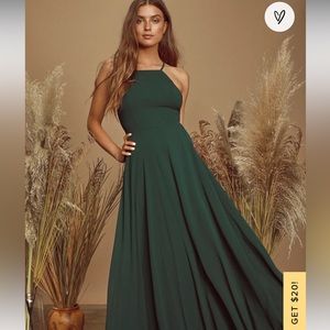 Lulus maxi dress dark green worn once!